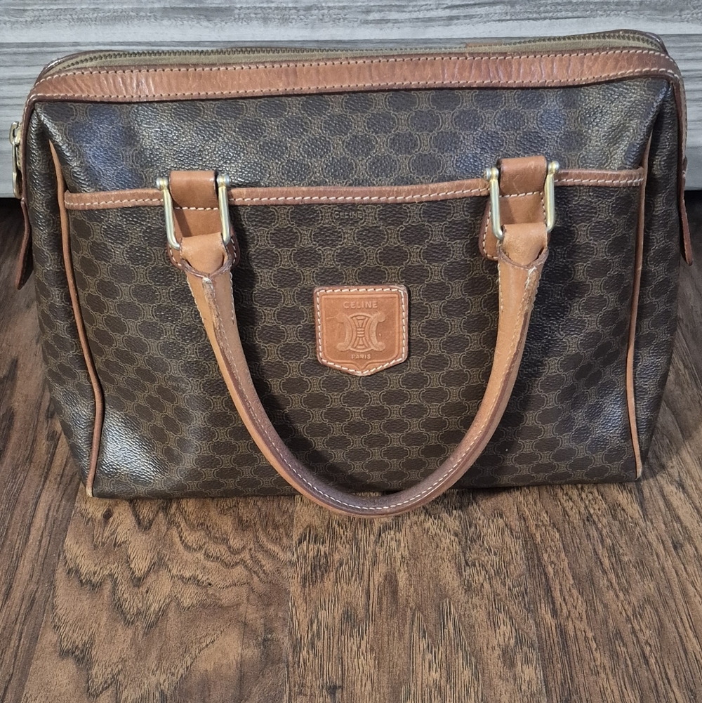 Celine Macadam Boston Bag M92 Vintage. Handles Have Been Cleaned. AUTHENTIC